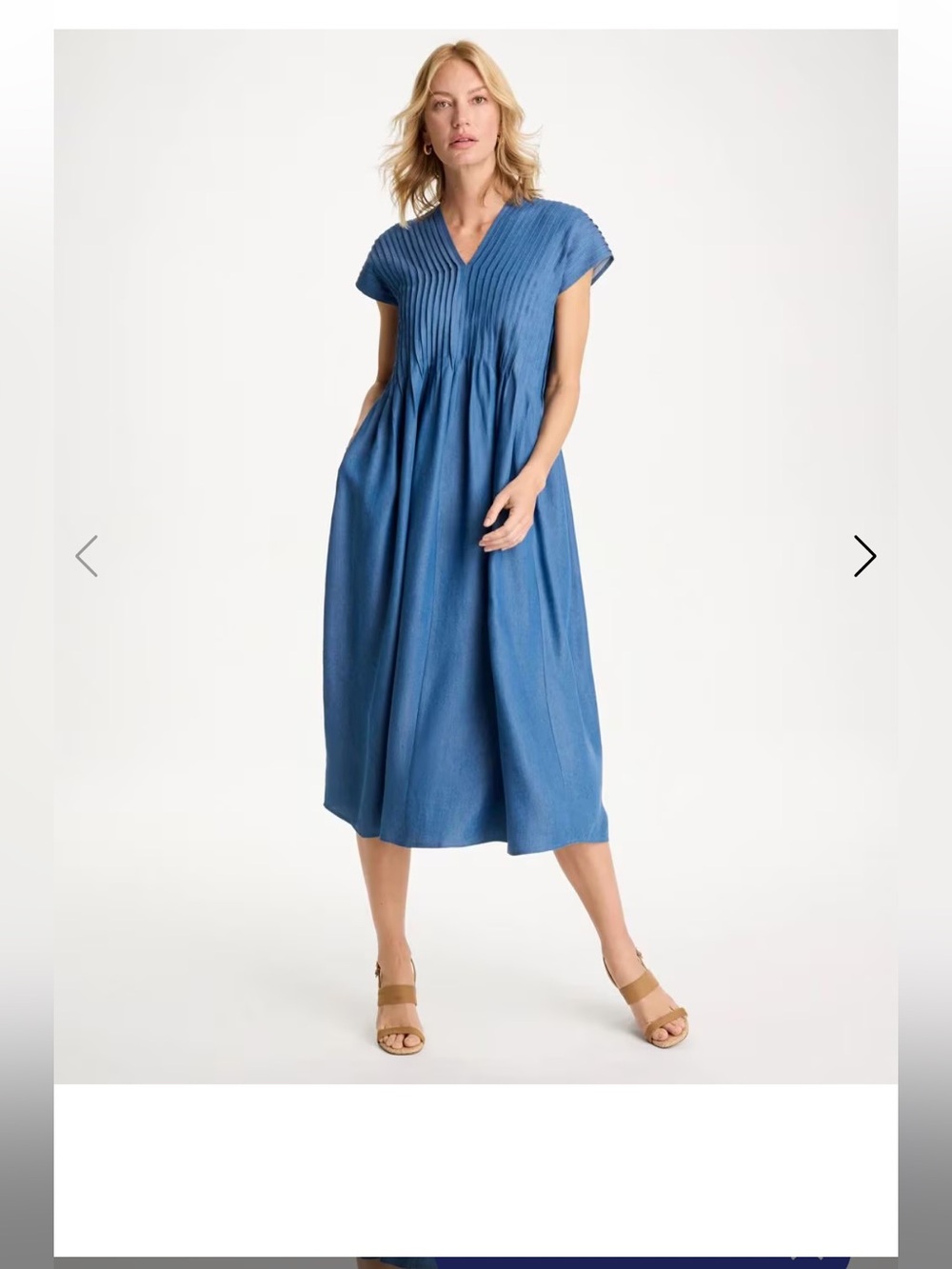 Chico's 1P Indigo Chambray Split-Neck Maxi Dress. Oversized
